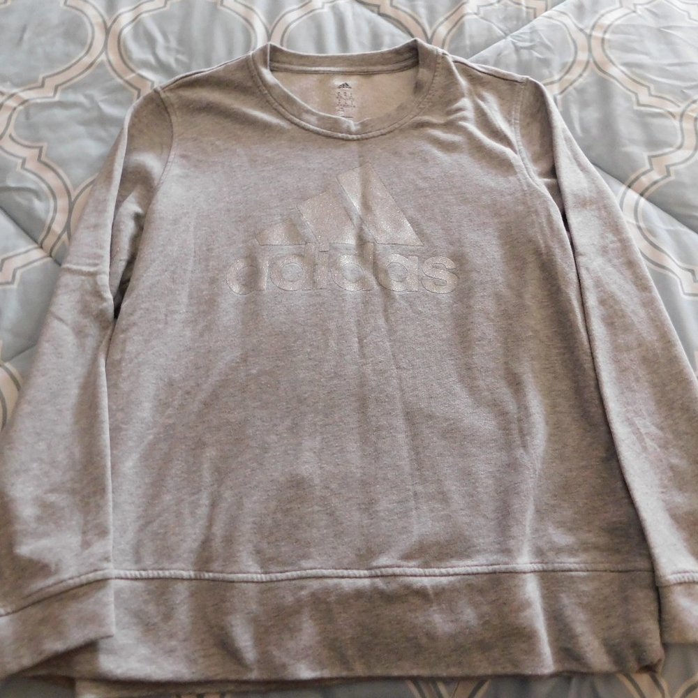 Adidas grey sweatshirt with glitter logo